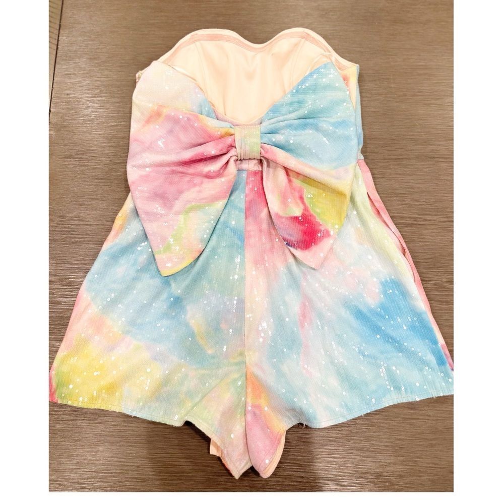 Hutch Pastel Tie-Dye Strapless Romper with Bow